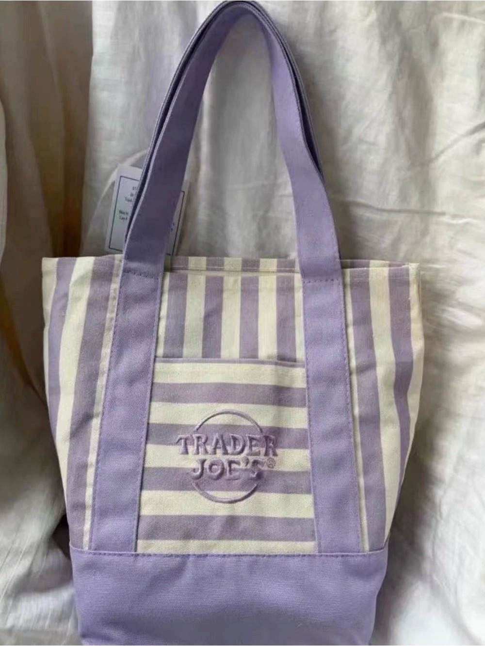 NEW Trader Joe's Purple Striped Mini Tote Bag Summer 2026 Limited Edition US